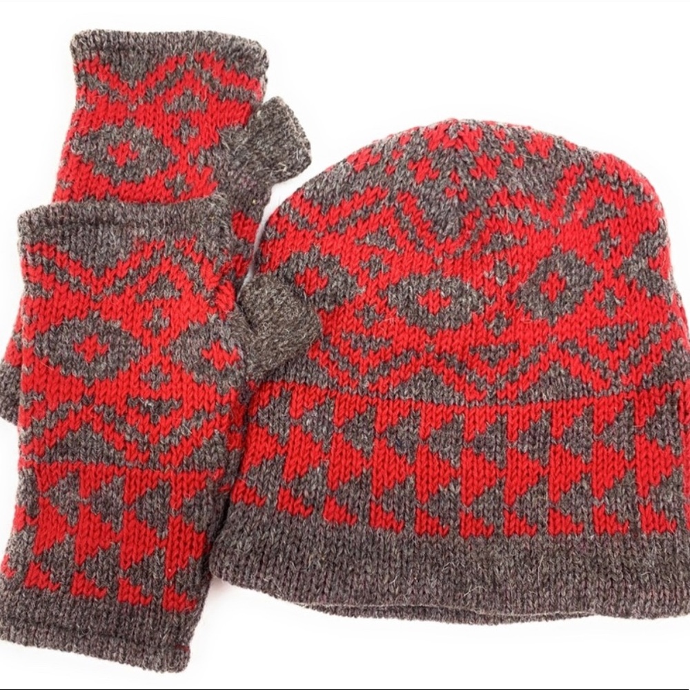 Woolen Beanie And Gloves Set